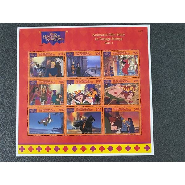 1996 Disney's The Hunchback of Notre Dame stamp sheet