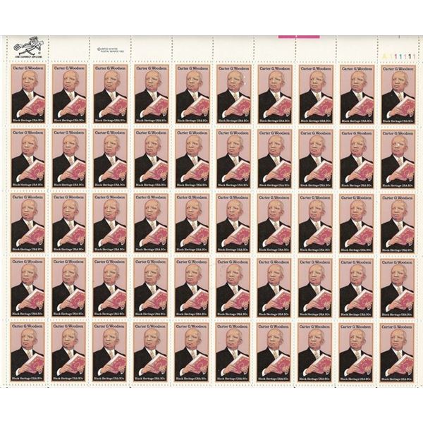 Carter G. Woodson Black Heritage USA stamp sheet