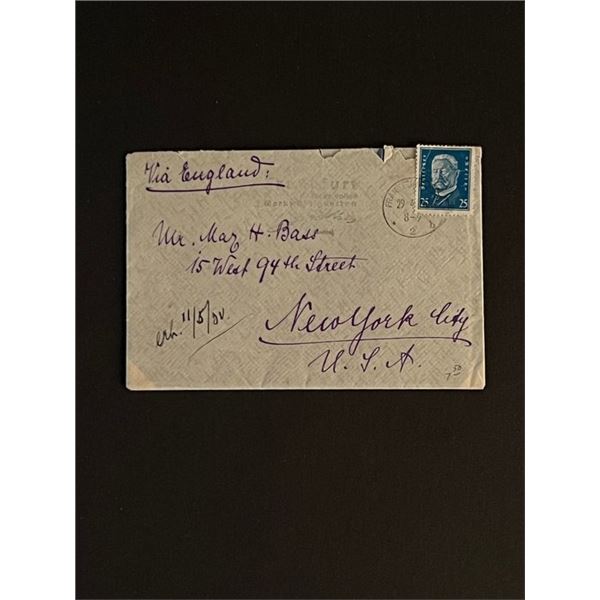Vintage German Reich Stamped Envelope Letter and Newspaper Clipping