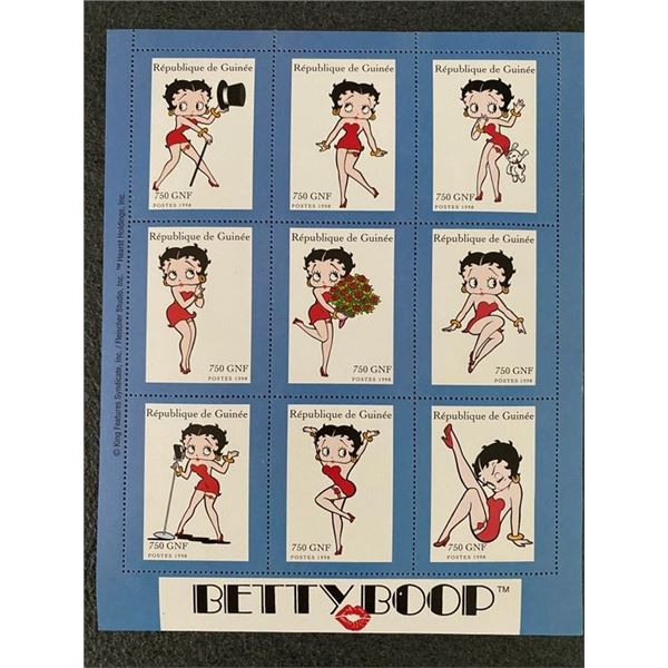 1998 stamp sheet featuring Betty Boop from the Republique de Guinee