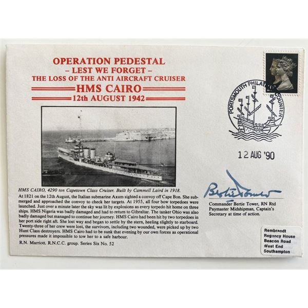 WWII Operation Pedestal HMS Cairo Commemorative Signed Cover