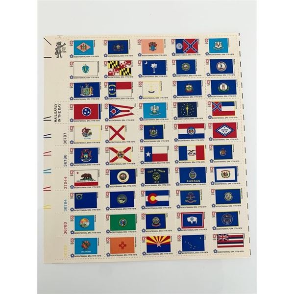 1976 13¢ State Flags, Pane of 50, U.S. #1633-82