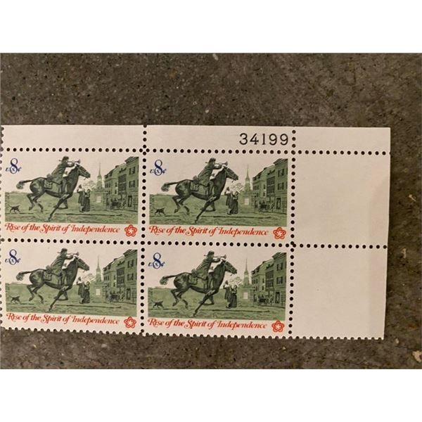 1973 Rise of the Spirit of Independence plate block stamps