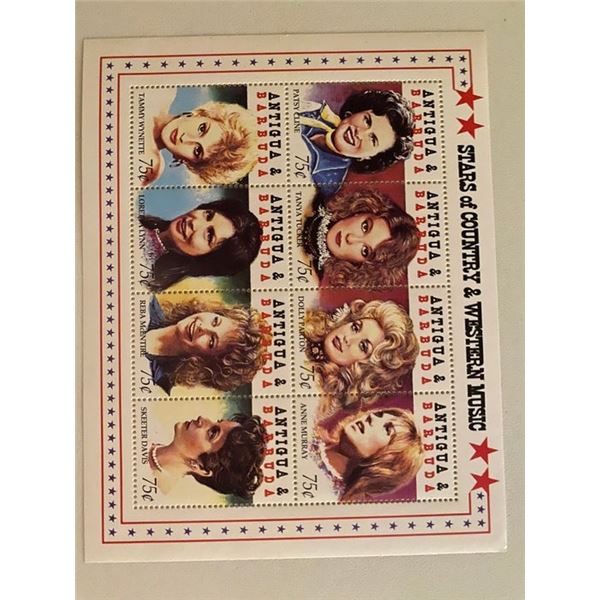 1994 Stars of Country & Western Music stamp sheet