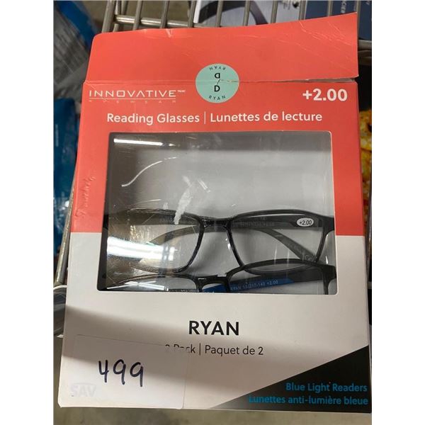 2 PAIRS OF BLUE LIGHT READING GLASSES
