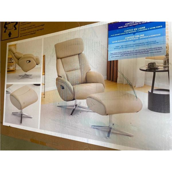 LEATHER RECLINING CHAIR WITH STOOL