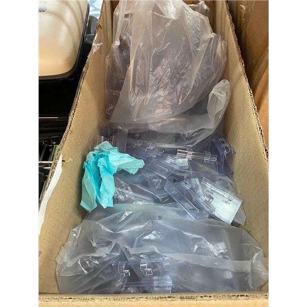 BOX OF APPROX. 500 PRICE TAG SHELF CLIP-ONS