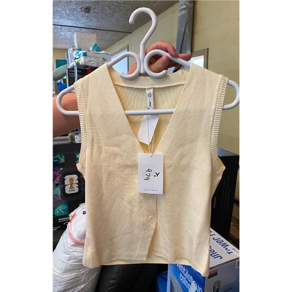 SIZE XS WOMENS V-NECK VEST - BIRCH COLOUR