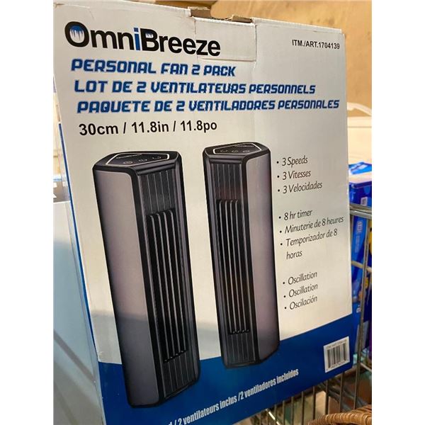 2 PACK OF SMALL TOWER FAN