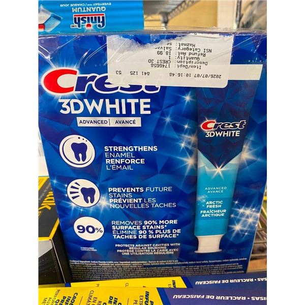 4 PACK OF CREST 3D-WHITE TOOTHPASTE