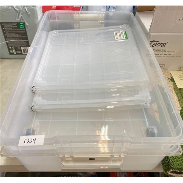 2 OF 35X20X6IN PLASTIC CONTAINERS WITH LIDS