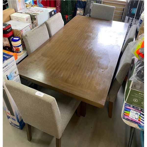72X40IN 6-CHAIR DINING TABLE - NEEDS HARDWARE TO ATTACH TO LEGS - SEE DESCRIPTION AND PICS