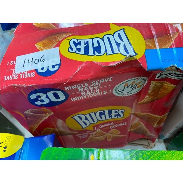 APPROX. 30 BAGS OF BUGLES CHIPS