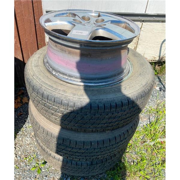 SET OF 3 BRIDGESTONE 215/65 R16 TIRES ON RIMS WITH EXTRA RIM