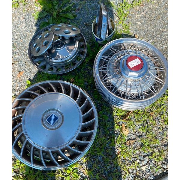 ASSORTED LOT OF CHROME HUB-CAPS, ETC.