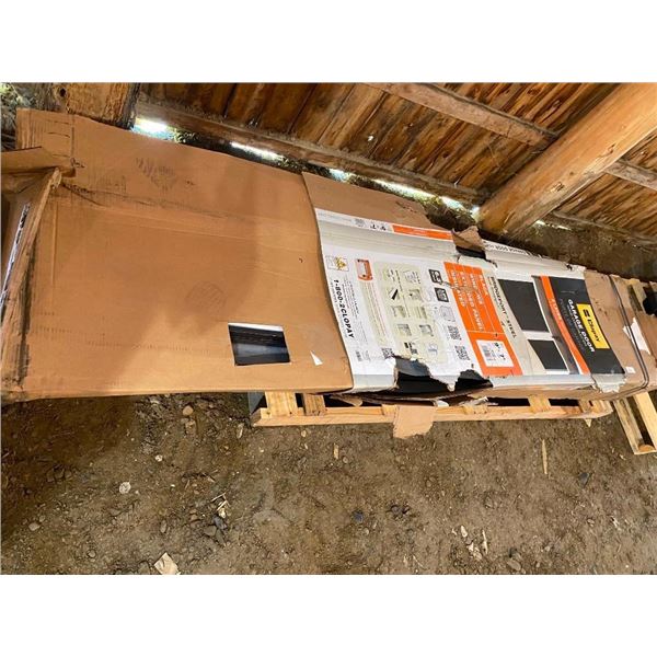 9X7FT BLACK GARAGE DOOR - WINDOW PANEL IS DAMAGED AS SEEN IN PIC