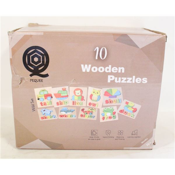 NEW- 10 CHILDREN’S WOODEN PUZZLES.