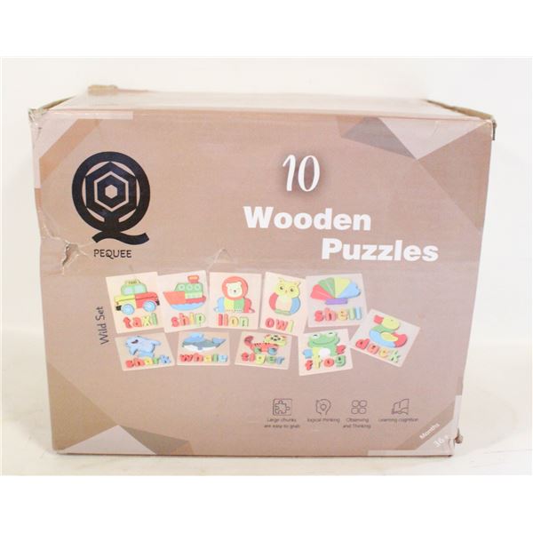 NEW- 10 CHILDREN’S WOODEN PUZZLES.