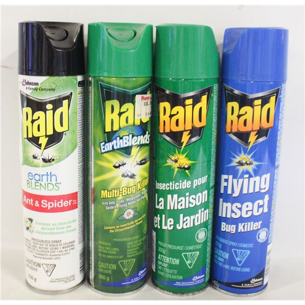RAID INSECT KILLING SPRAY 4 ASSTD CANS
