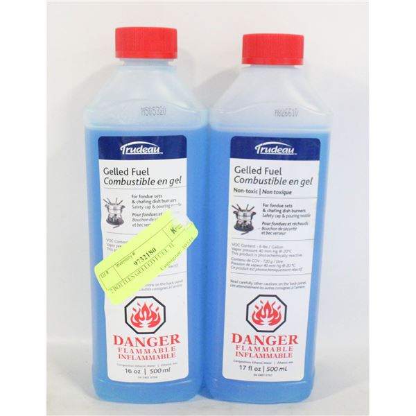2 BOTTLES GELLED FUEL 1L