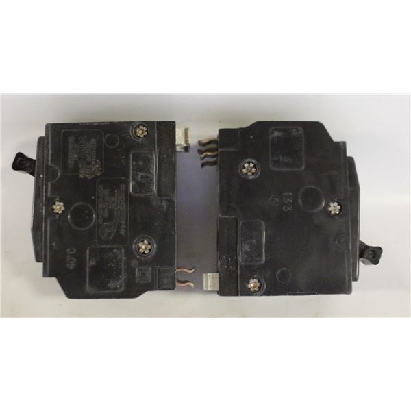 2 X SQUARE D DOUBLE POLE 40 AMP CIRCUIT BREAKERS