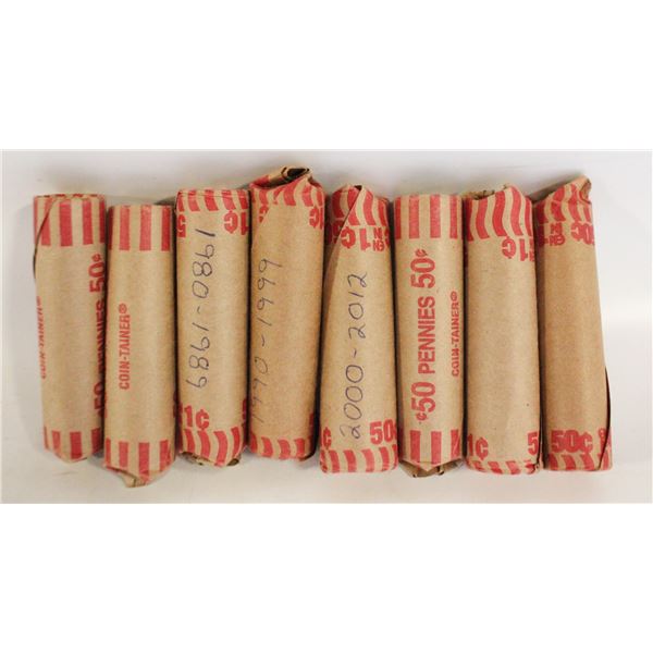 8 ROLLS COPPER PENNIES