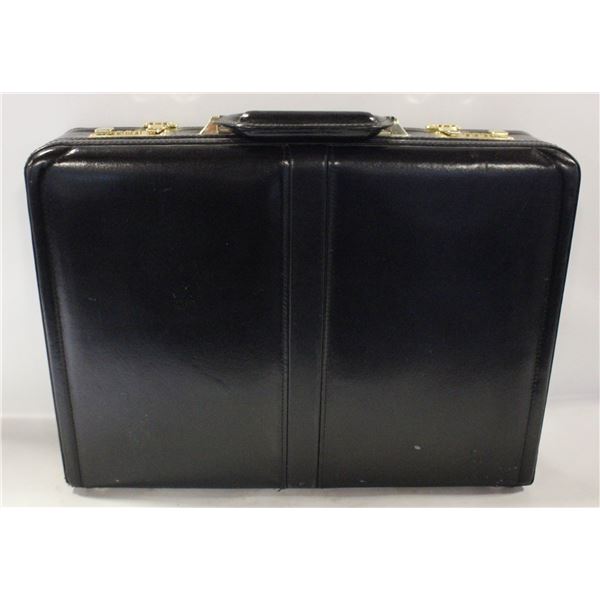 FRANZEN LEATHER LOCKING COMBO HARD SIDE BRIEFCASE