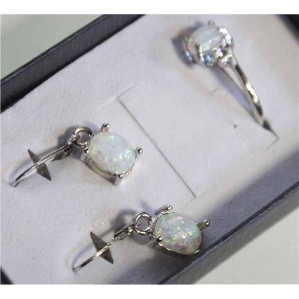 CREATED OPAL 925 SILVER SET (EARRINGS AND