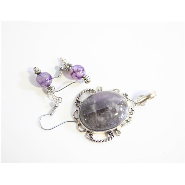 AMETHYST PENDANT AND EARRINGS