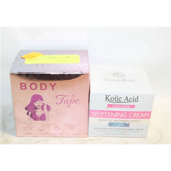 NEW BODY TAPE 4" WIDE AND WHITENING CREAM