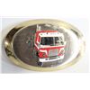 Image 1 : BRASS TRUCKER BELT BUCKLE 3D RED+WHITE