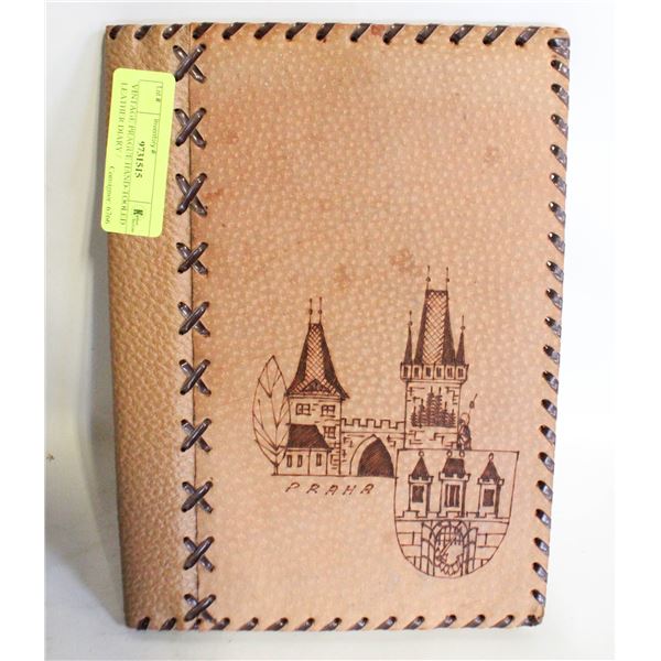VINTAGE PRAGUE HAND-TOOLED LEATHER DIARY /