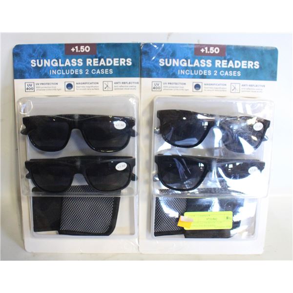 LOT OF 2 2 PACKS OF +1.50 SUNGLASS READERS