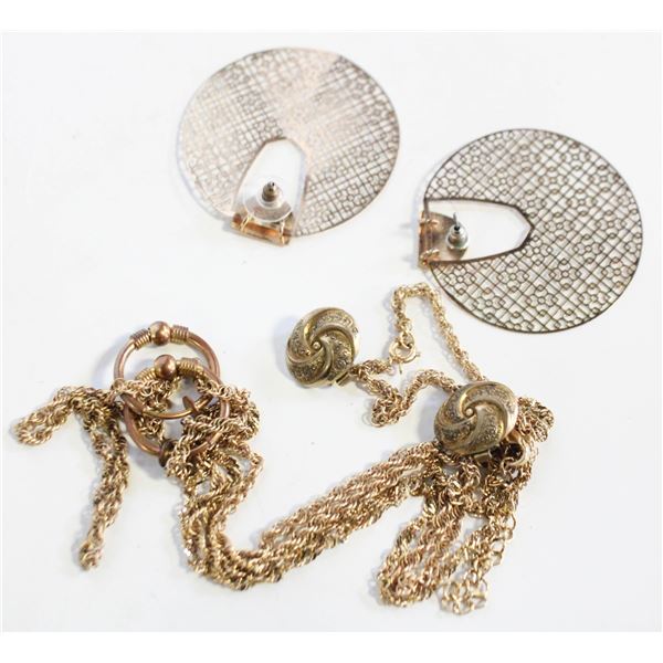 ESTATE GOLDTONE JEWELRY COLLECTION 3PRS EARRINGS+