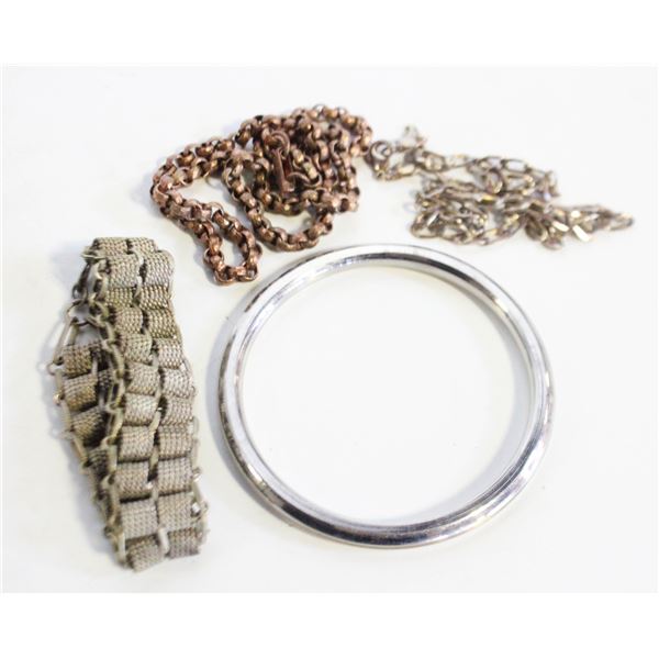 ESTATE BANGLE SOLID METAL 3.25 INCH DIAMETER + 17"