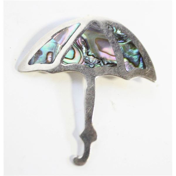 ESTATE MEXICO ALPACA SILVER UMBRELLA BROOCH