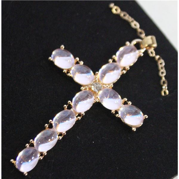 IRIDECENT OPAL LIKE CROSS NECKLACE