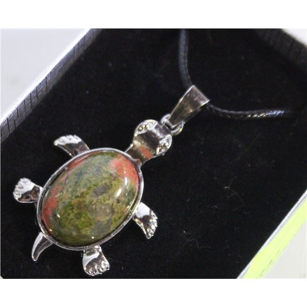 SEMI-PRECIOUS GEMSTONE TURTLE NECKLACE