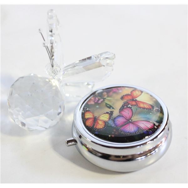CRYSTAL BUTTERFLY & BUTTERFLY PILL BOX