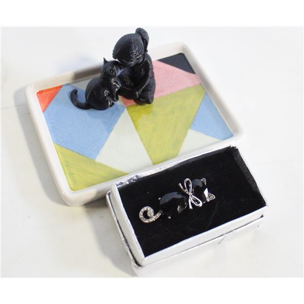BLACK CRYSTAL CAT BROOCH & CAT LOVE