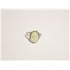 Image 1 : 13)  SILVER TONE, BEZEL SET OVAL CREAMY
