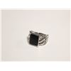 Image 1 : 9)  SILVER TONE WITH BLACK AGATE