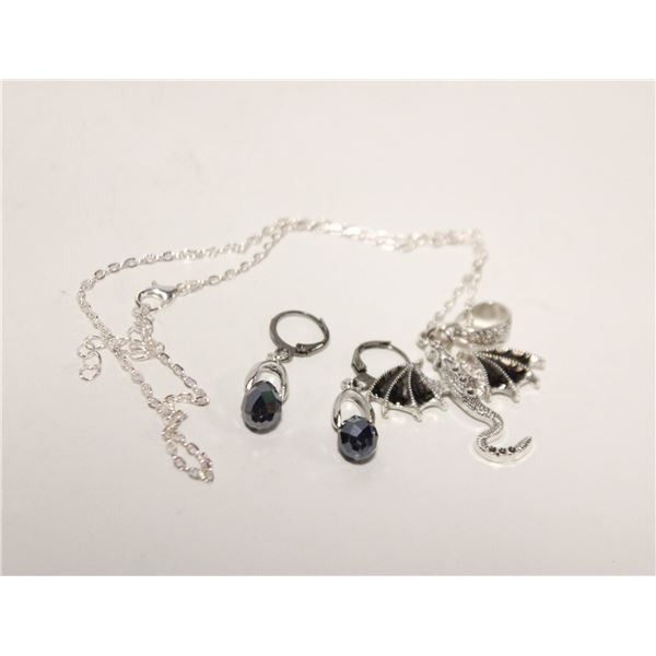 24)  SILVER TONE WITH BLACK ENAMEL