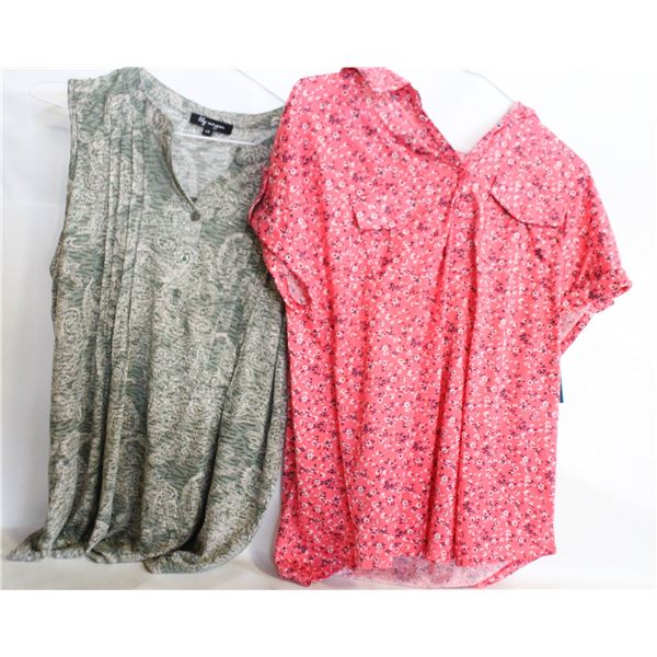 2 LAR. GREEN & PINK SUMMER TOPS