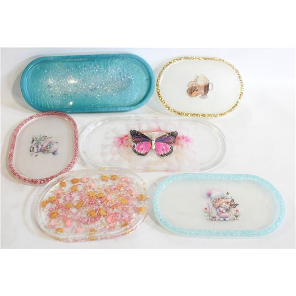 6 TRINKET TRAYS-BTRFLY, CANDY,