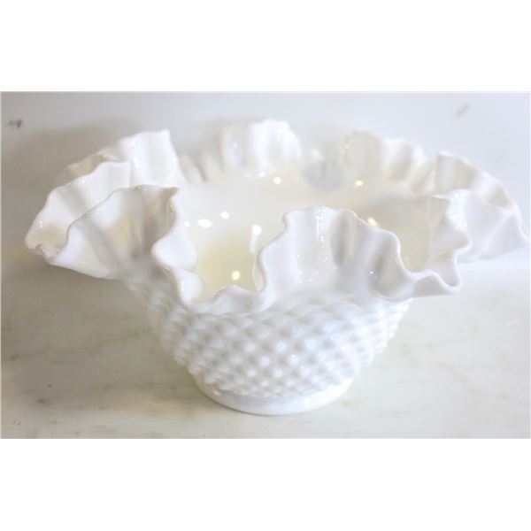 9” VTG. FENTON MILK GLASS HOBNAIL