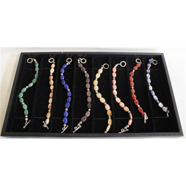 8 SEMI-PRECIOUS GEMSTONE BRACELETS