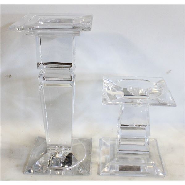 2 SIGNED 24% CRYSTAL CANDLE HOLDERS