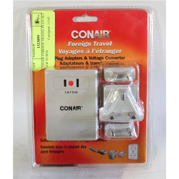 CONAIR FOREIGN TRAVEL PLUG SET NEW IN BOX