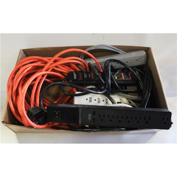 SURGE PROTECTORS & EXTENTION CORDS BOX LOT